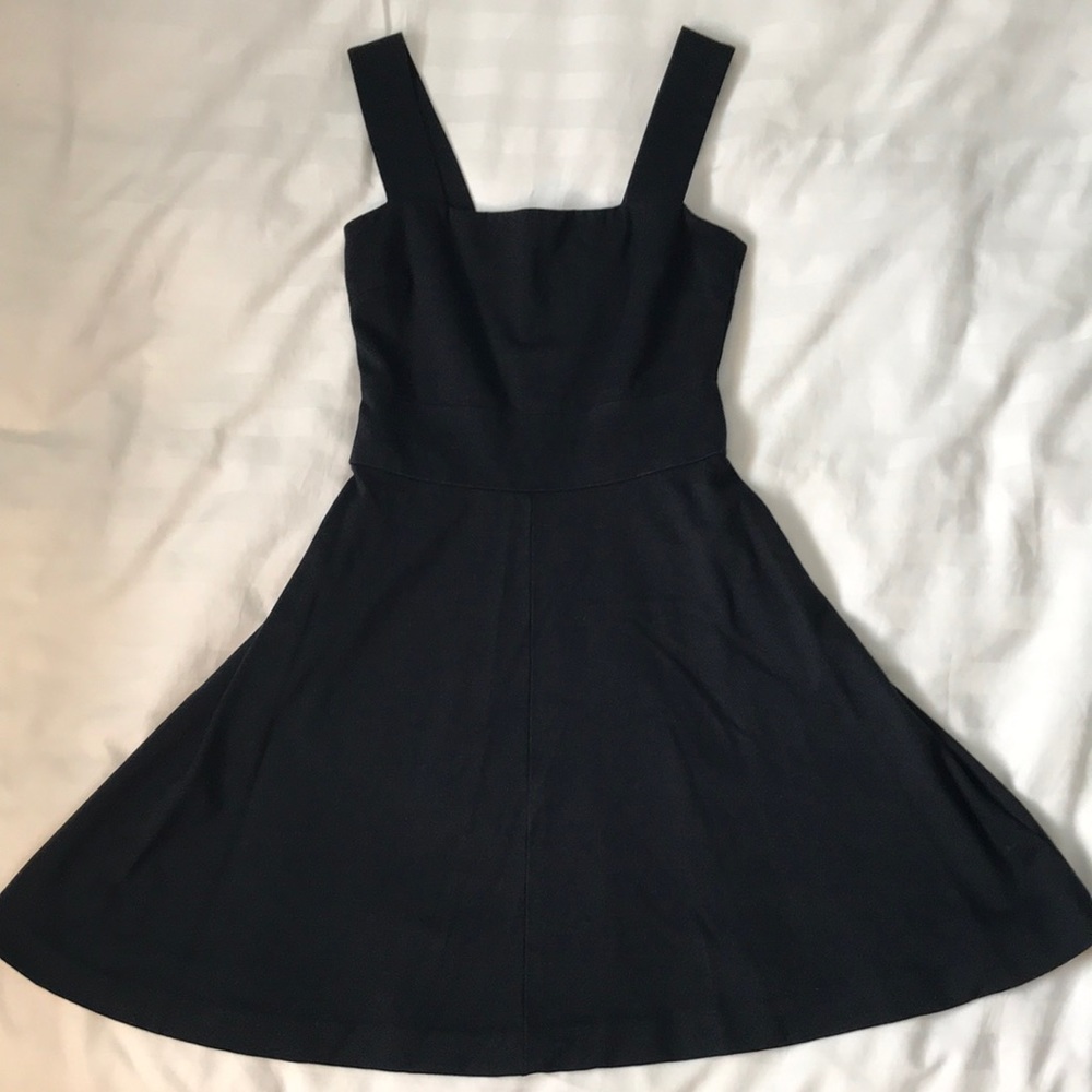 Banana Republic Milly petite  black knit wide strap knit skater dress EUC